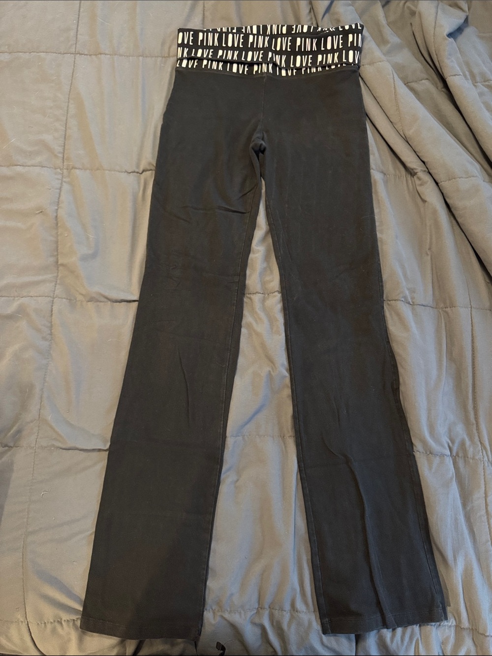 PINK Victoria's Secret Black Flare Yoga Pants with Branded Waistband